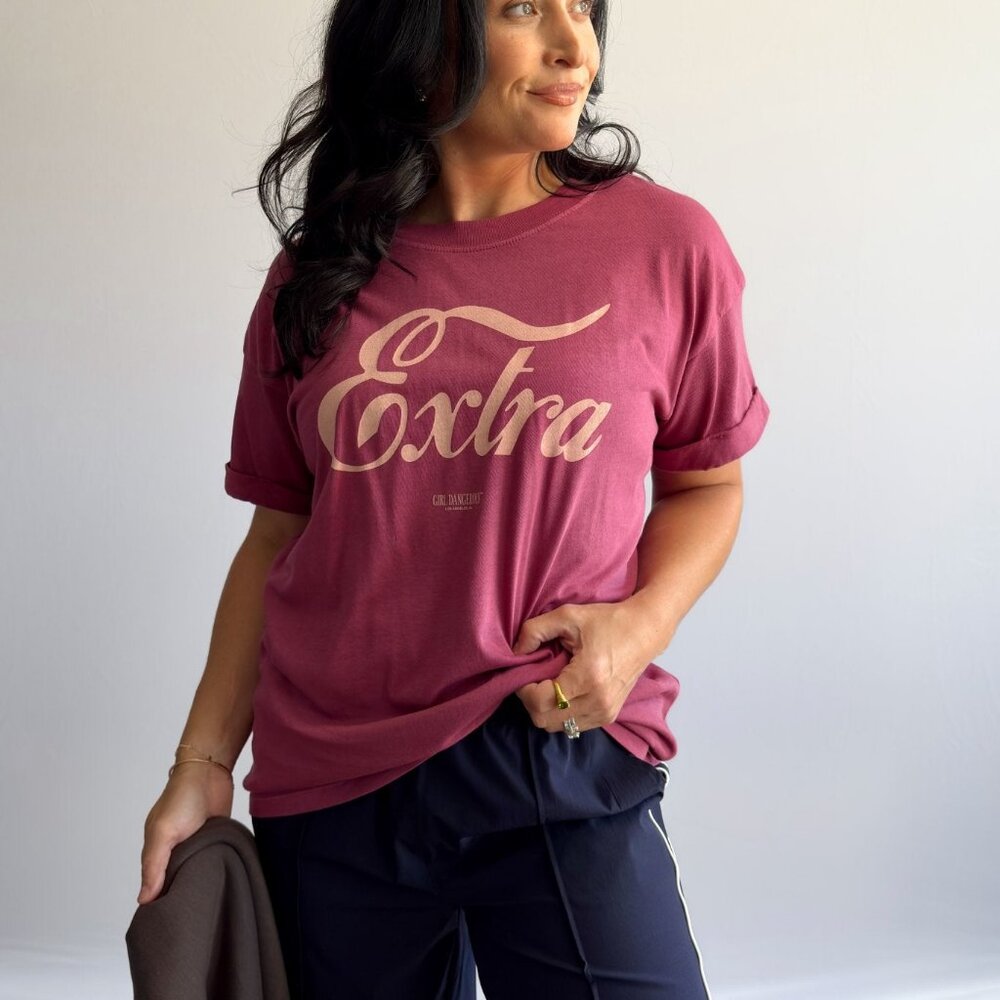 Girl Dangerous Women’s Extra Graphic T-Shirt – Wine Red, Boyfriend Fit